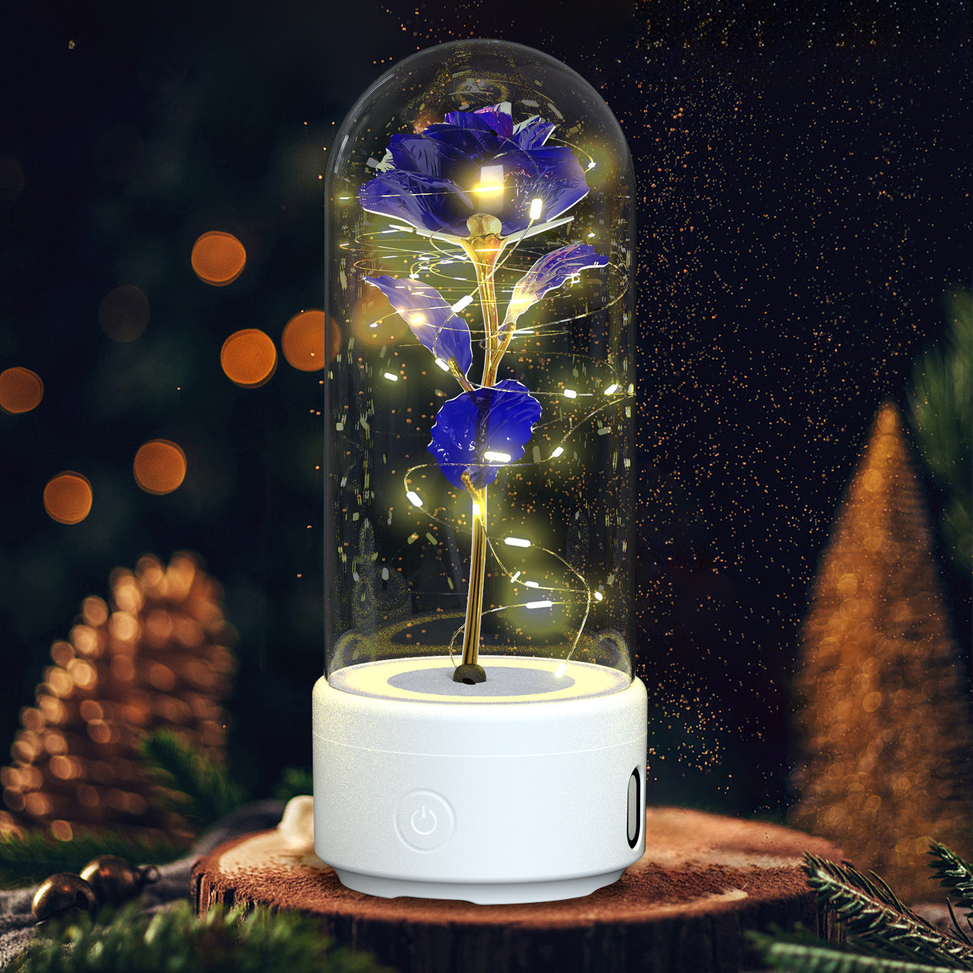 Two in One Rose LED Light & Bluetooth Speaker – Valentine’s Glass Gift