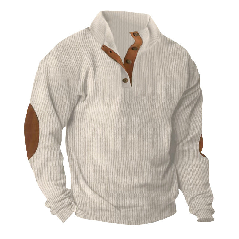 Corduroy Stand Collar Long-Sleeve Sweater – Casual & Comfy