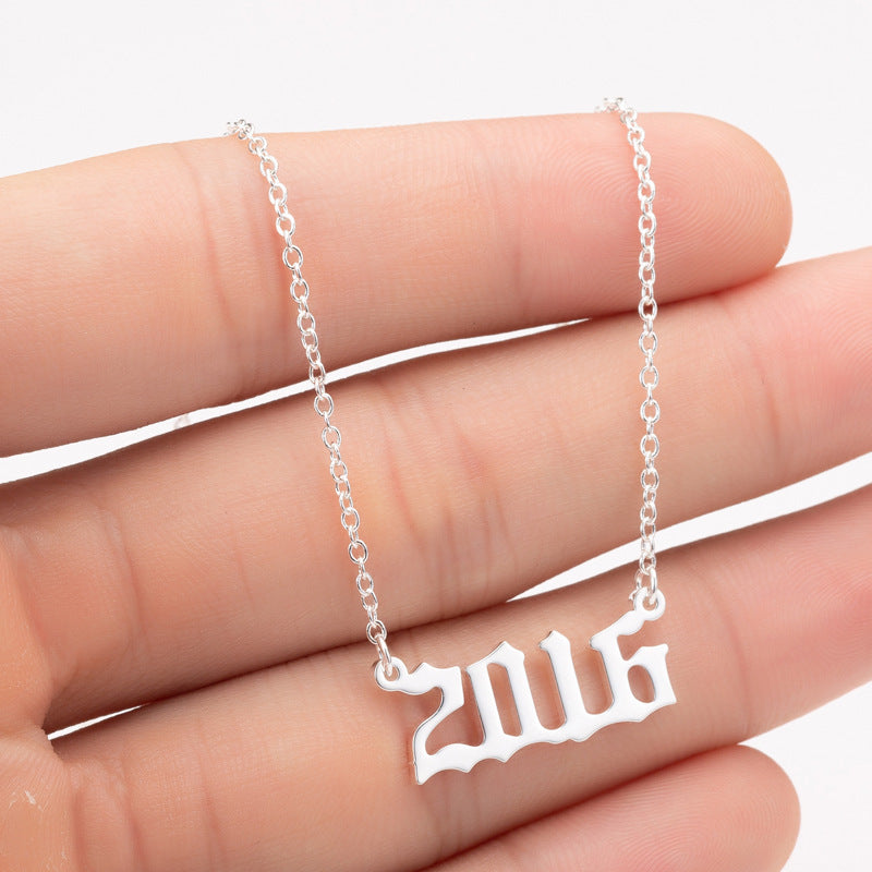 Custom Date Number Necklace – Personalized Year Pendant