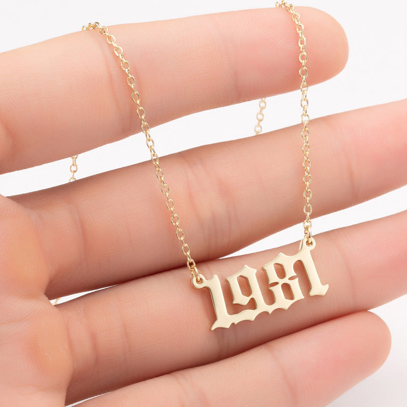 Custom Date Number Necklace – Personalized Year Pendant