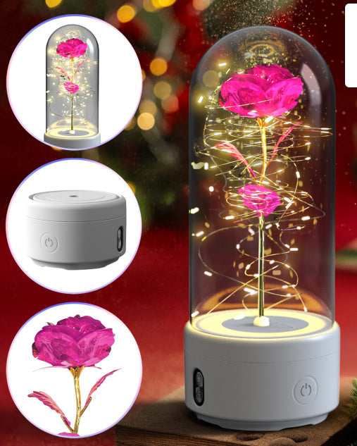 Two in One Rose LED Light & Bluetooth Speaker – Valentine’s Glass Gift