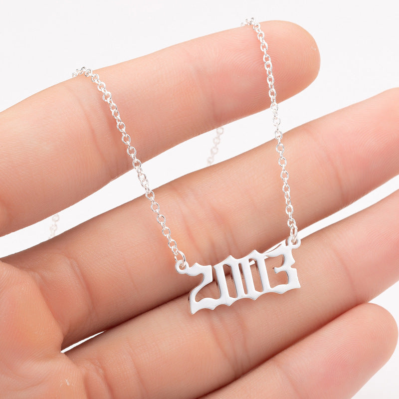 Custom Date Number Necklace – Personalized Year Pendant