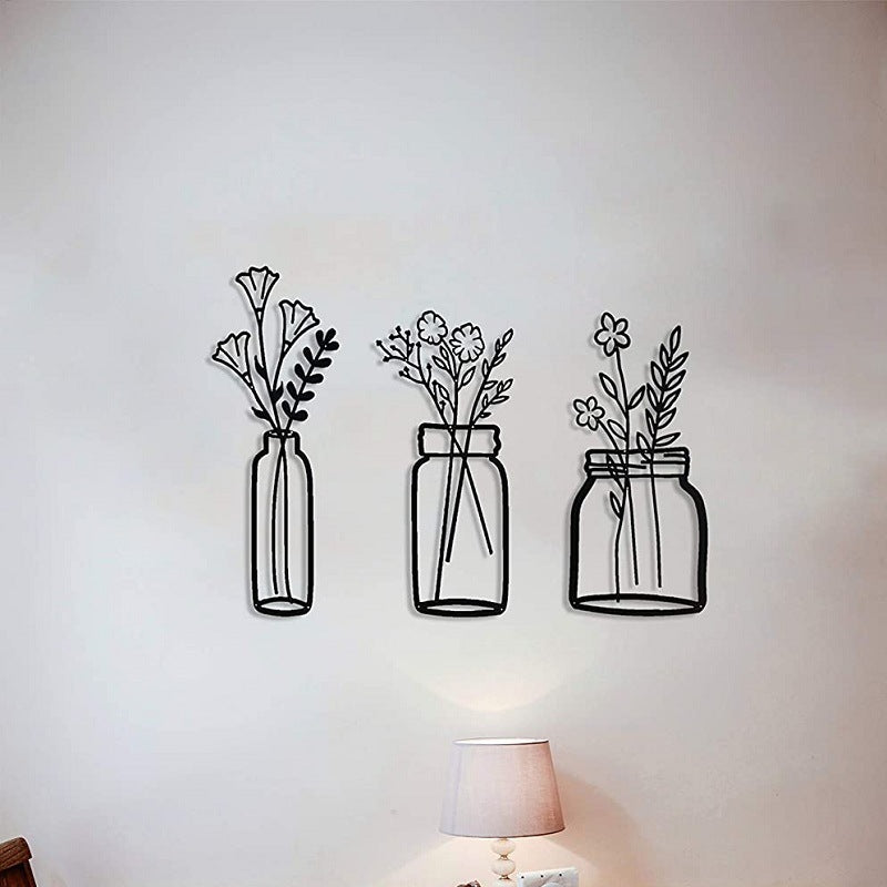 Flower Silhouette Metal Wall Art – Elegant Hanging Decoration