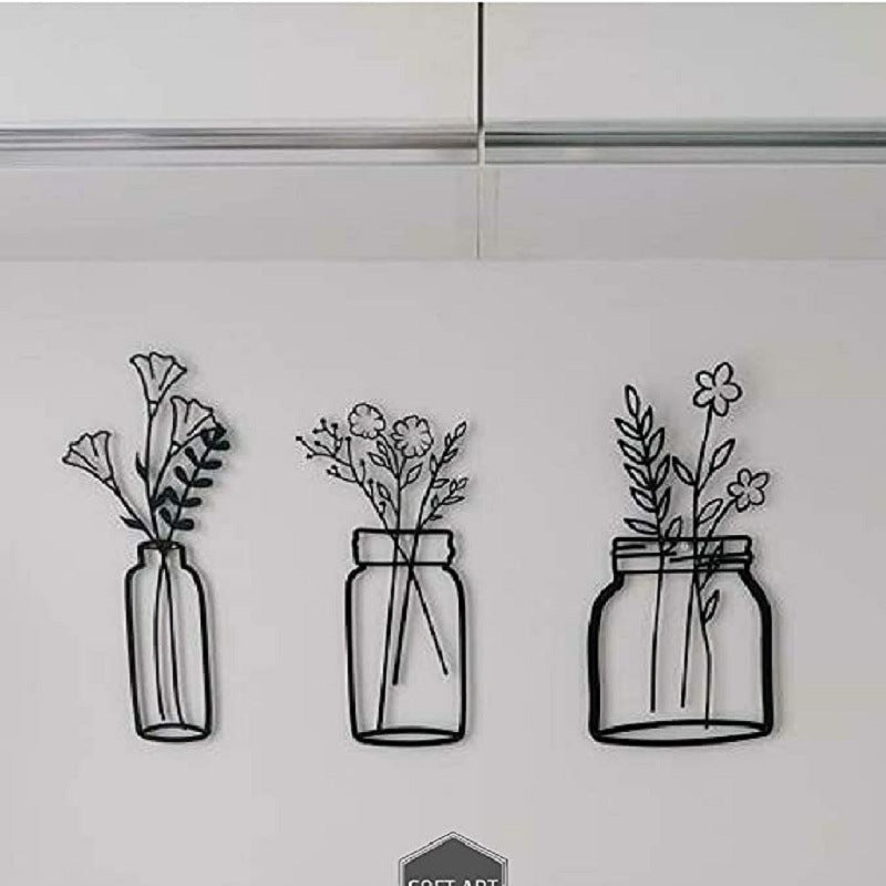 Flower Silhouette Metal Wall Art – Elegant Hanging Decoration