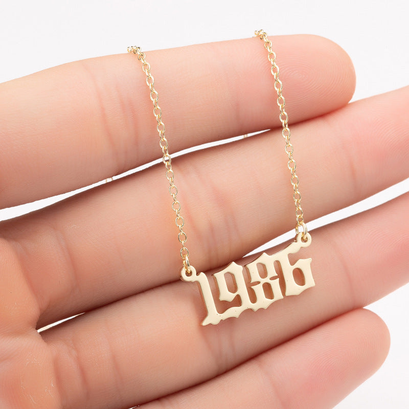 Custom Date Number Necklace – Personalized Year Pendant