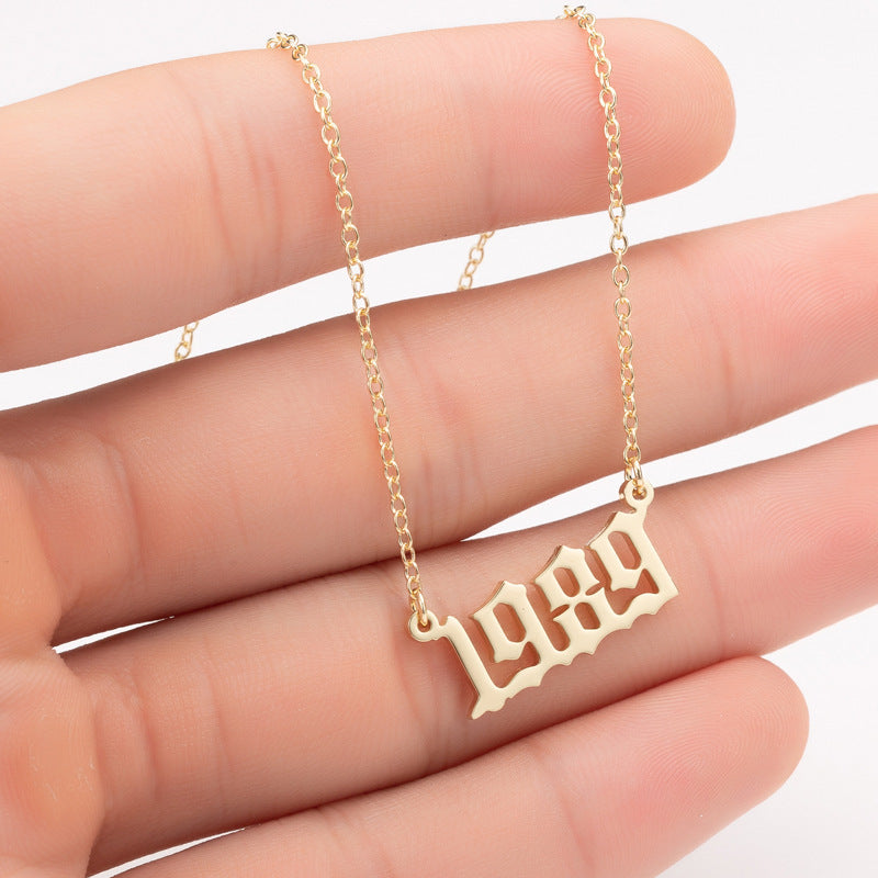 Custom Date Number Necklace – Personalized Year Pendant