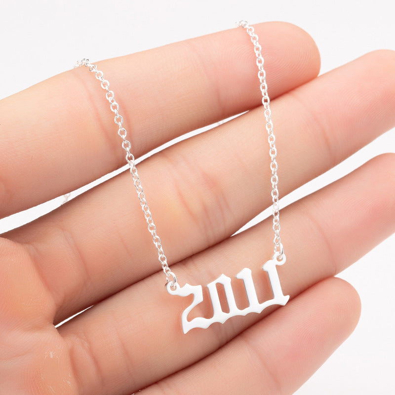 Custom Date Number Necklace – Personalized Year Pendant