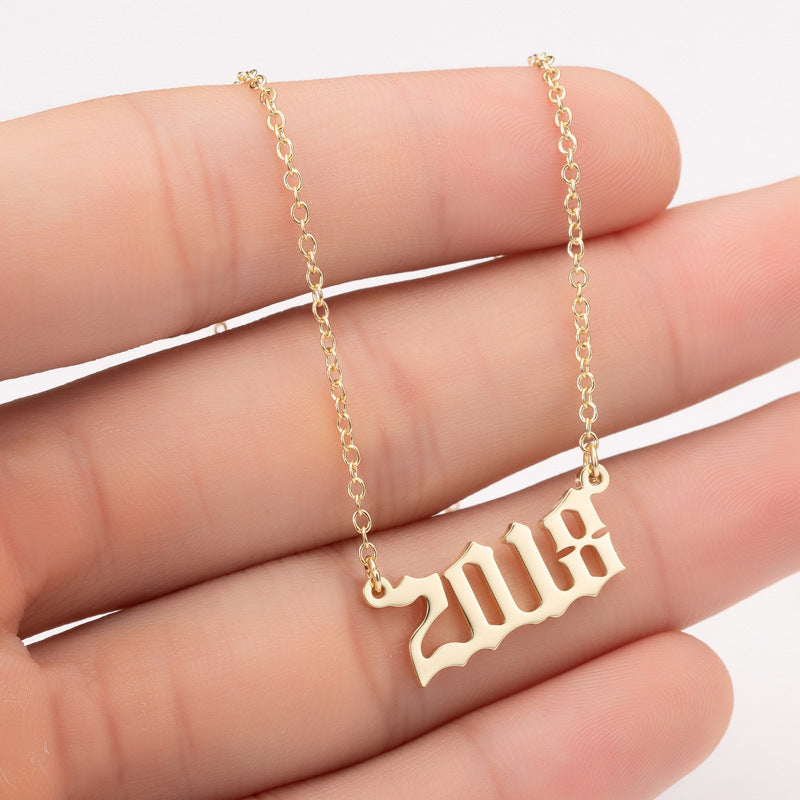 Custom Date Number Necklace – Personalized Year Pendant