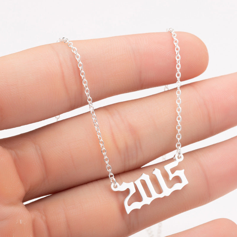 Custom Date Number Necklace – Personalized Year Pendant