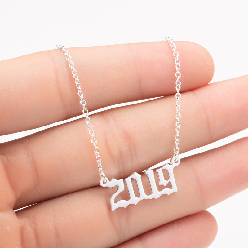 Custom Date Number Necklace – Personalized Year Pendant