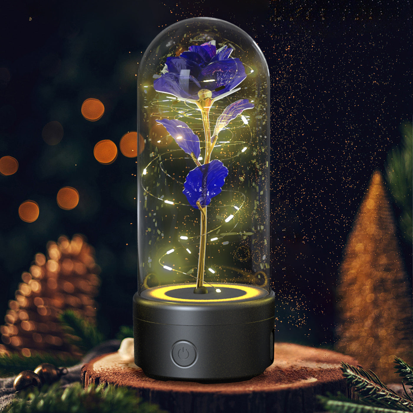 Two in One Rose LED Light & Bluetooth Speaker – Valentine’s Glass Gift