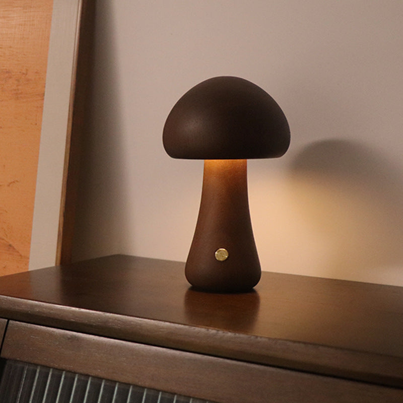 Cute Wooden Mushroom LED Night Light