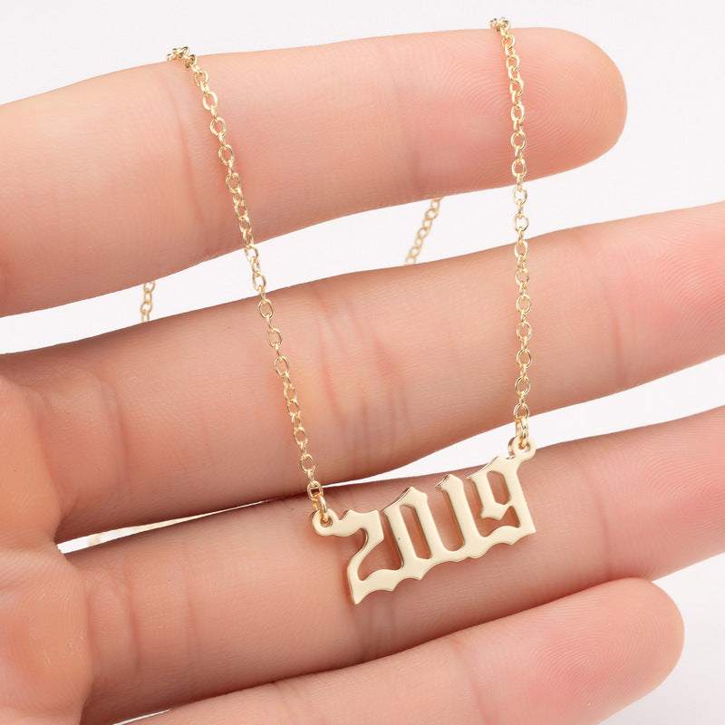 Custom Date Number Necklace – Personalized Year Pendant