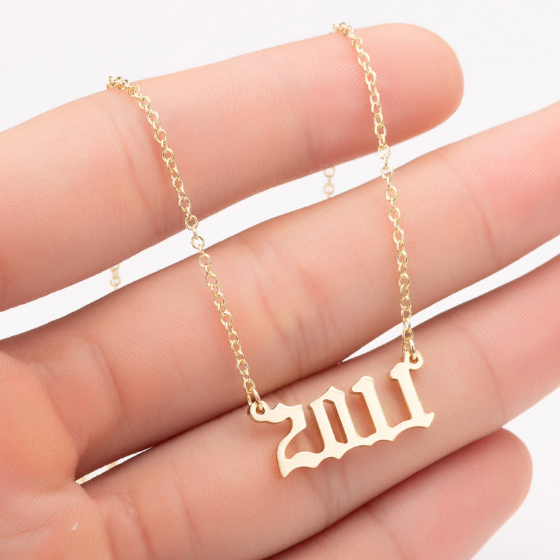 Custom Date Number Necklace – Personalized Year Pendant