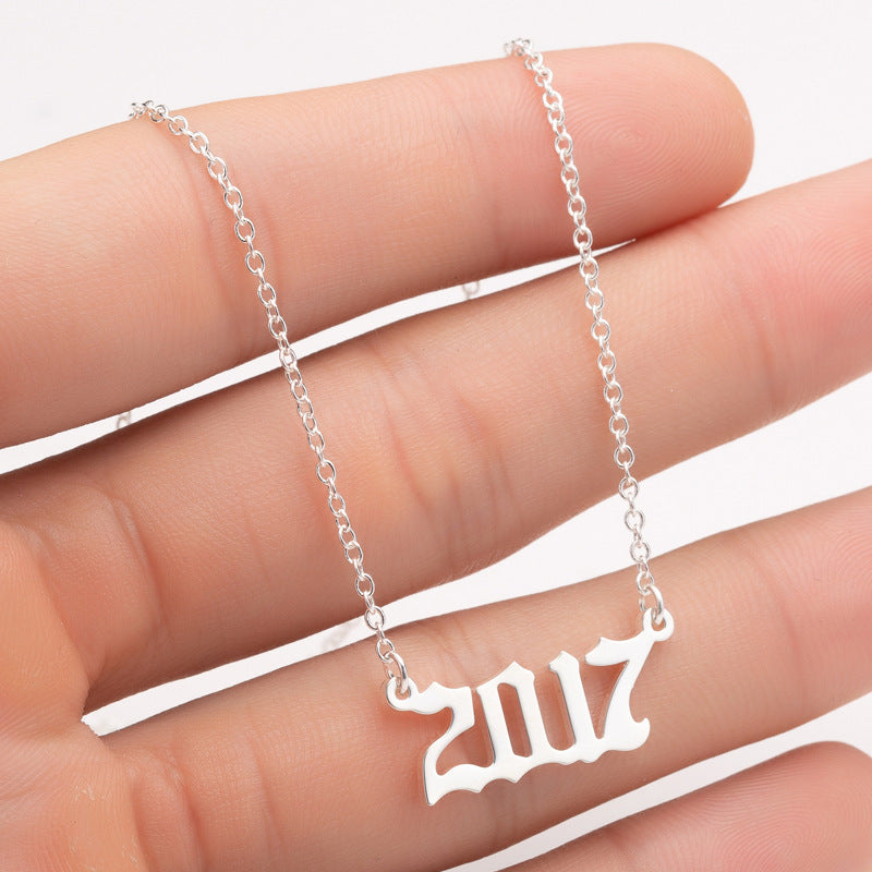 Custom Date Number Necklace – Personalized Year Pendant