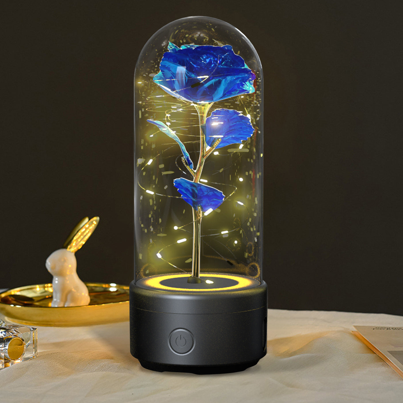 Two in One Rose LED Light & Bluetooth Speaker – Valentine’s Glass Gift