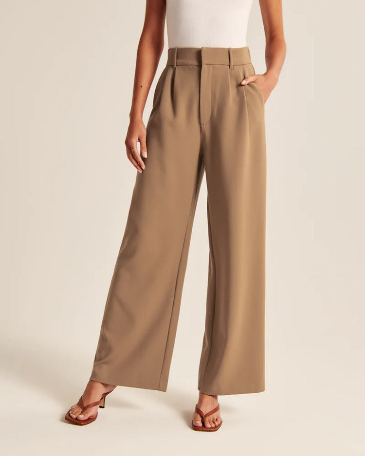 High-Waist Trousers with Pockets – Casual Pants for Women