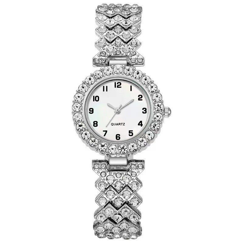 Luxury Silver Watch & Bracelet Set – Women's Quartz Gift