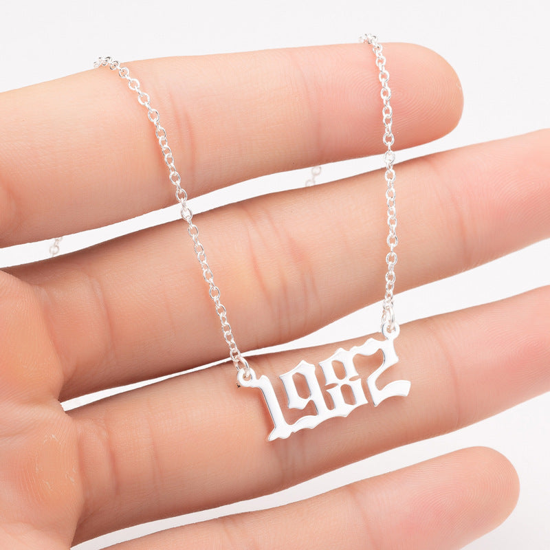 Custom Date Number Necklace – Personalized Year Pendant