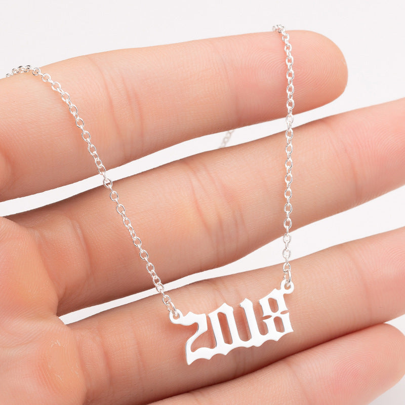 Custom Date Number Necklace – Personalized Year Pendant