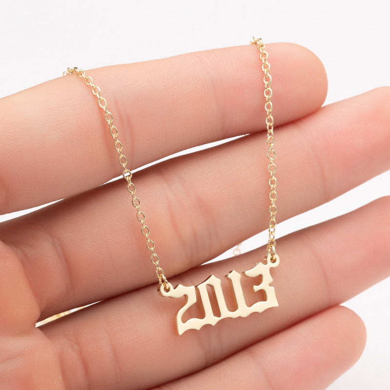 Custom Date Number Necklace – Personalized Year Pendant