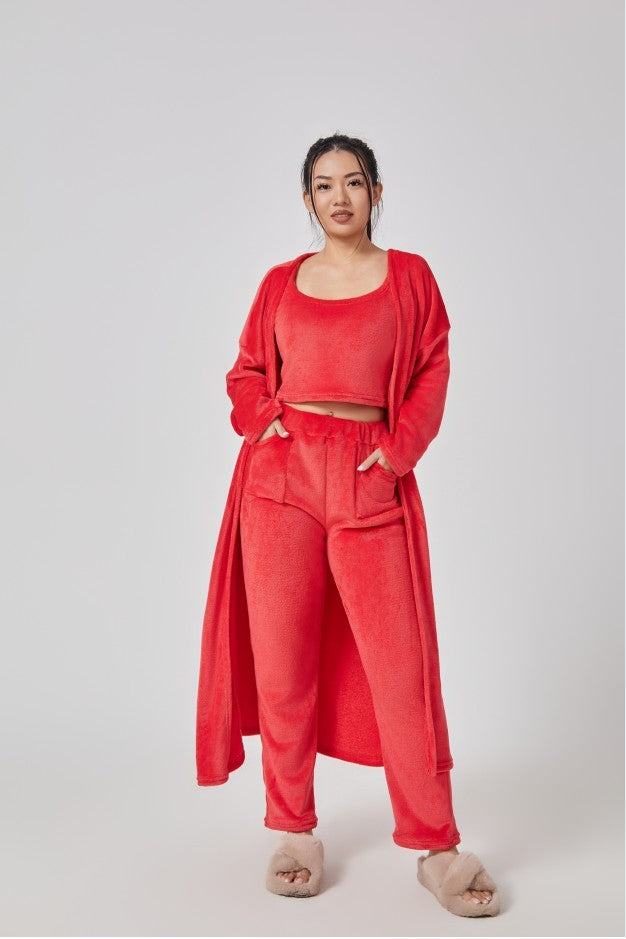 Cozy Three Piece Lounge Set – Warm Pajama & Matching Winter Outfit