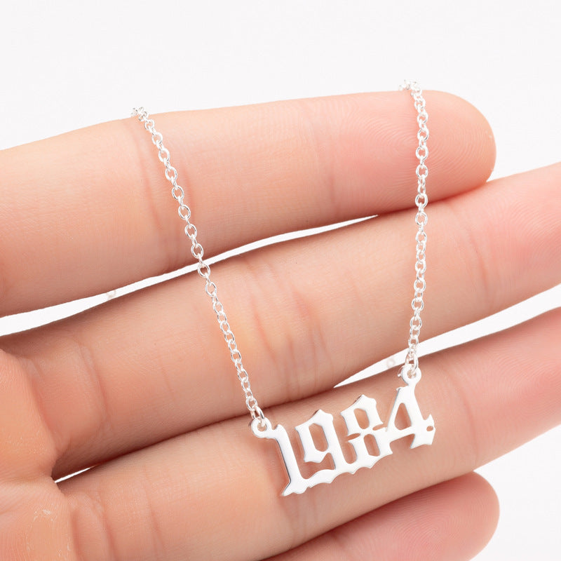 Custom Date Number Necklace – Personalized Year Pendant