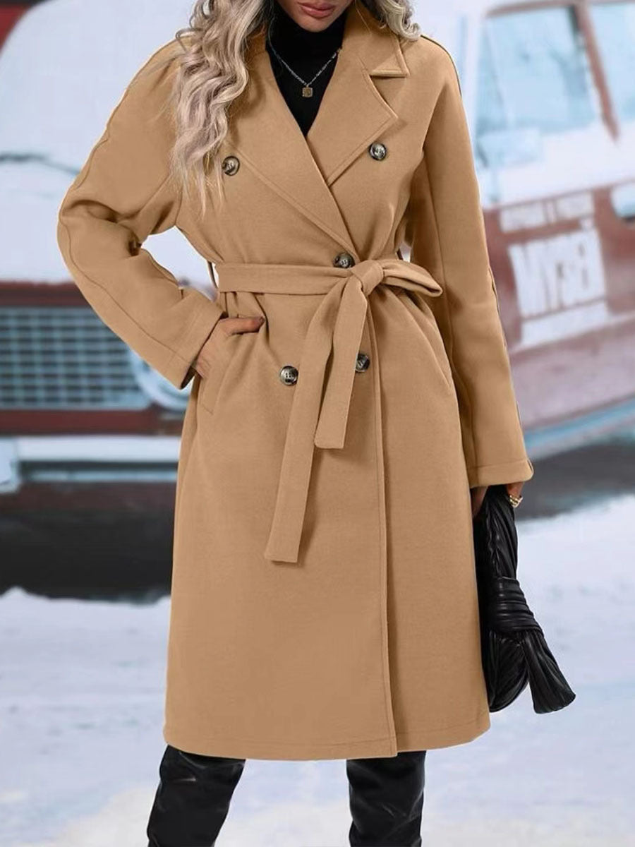 Belted Double-Breasted Trench Coat – Women's Winter Jacket