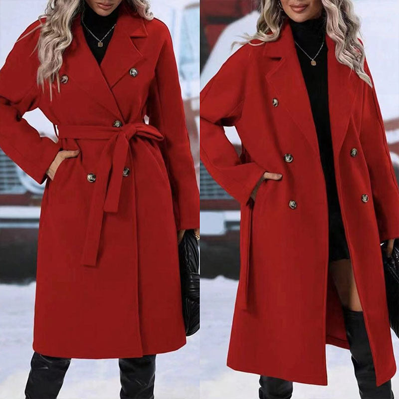 Belted Double-Breasted Trench Coat – Women's Winter Jacket