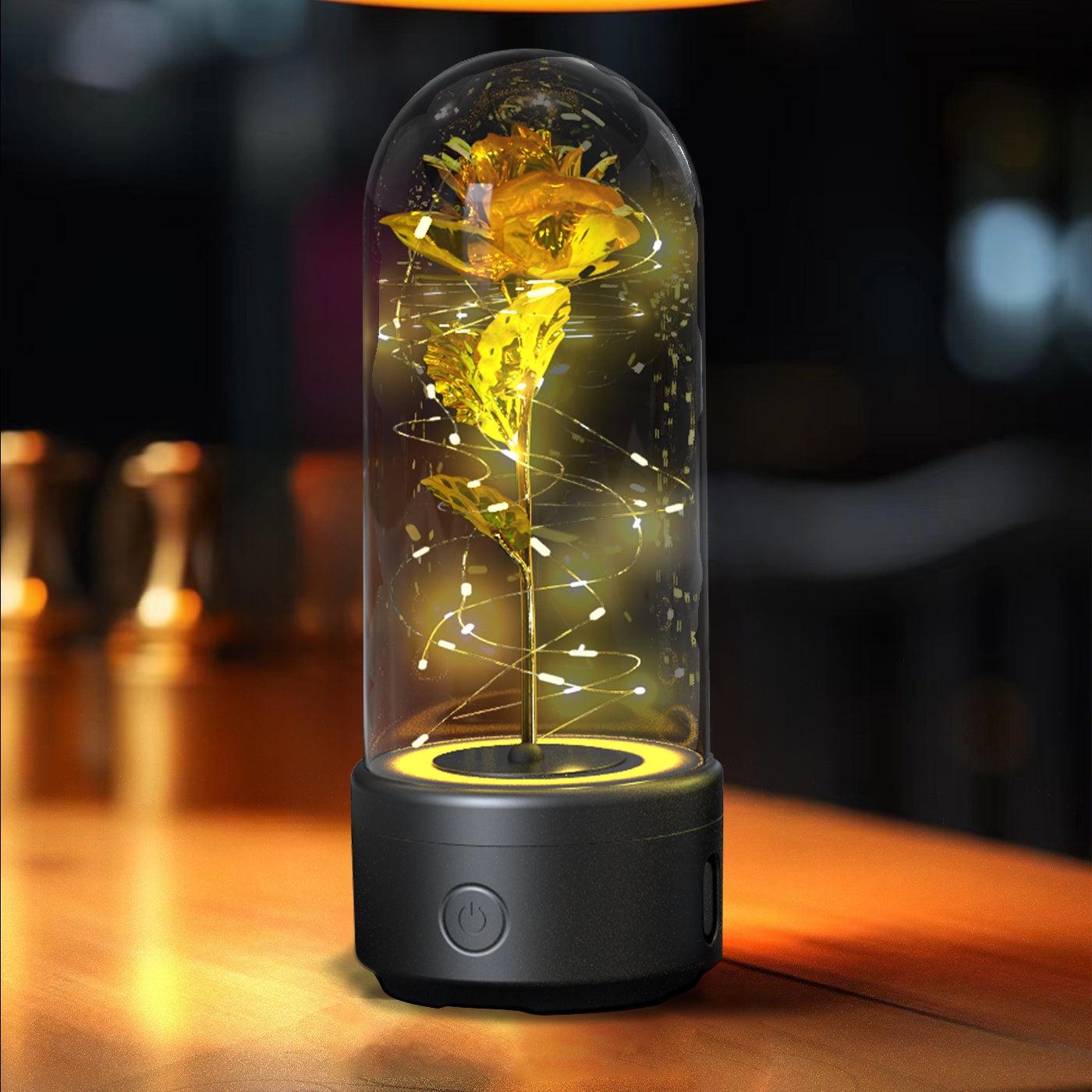 Two in One Rose LED Light & Bluetooth Speaker – Valentine’s Glass Gift