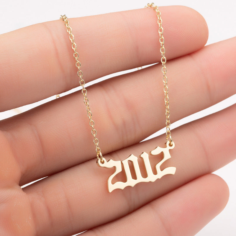 Custom Date Number Necklace – Personalized Year Pendant