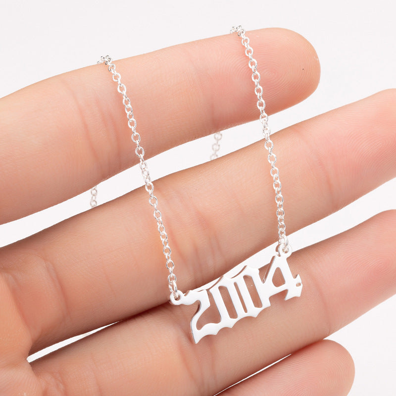 Custom Date Number Necklace – Personalized Year Pendant