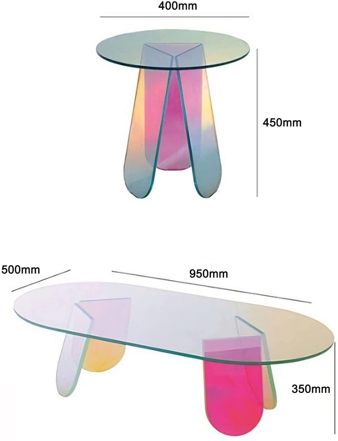 Acrylic Glow Rainbow Coffee Table – Modern Iridescent Accent Piece