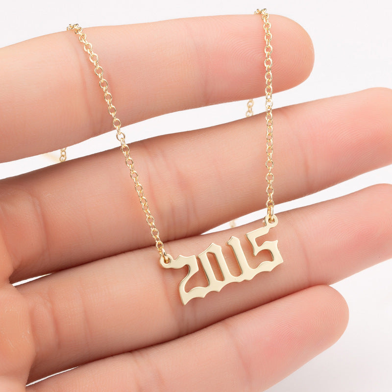 Custom Date Number Necklace – Personalized Year Pendant