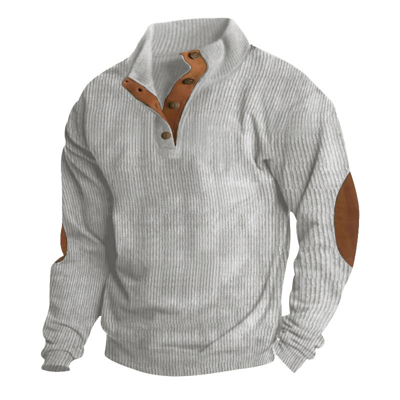 Corduroy Stand Collar Long-Sleeve Sweater – Casual & Comfy