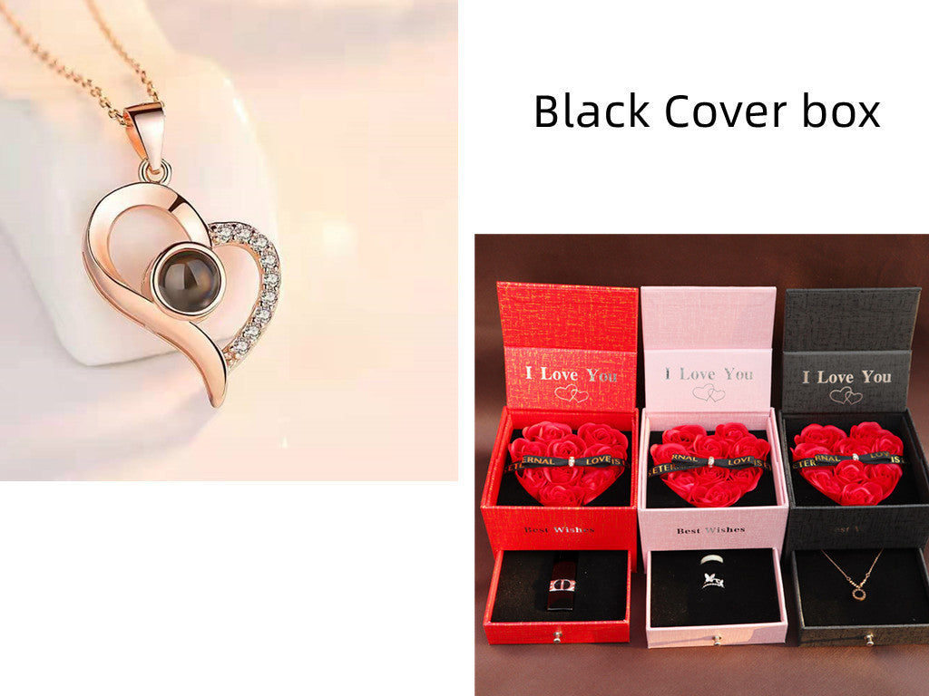 Metal Rose Jewelry Gift Box – Valentine’s Day Necklace for Her