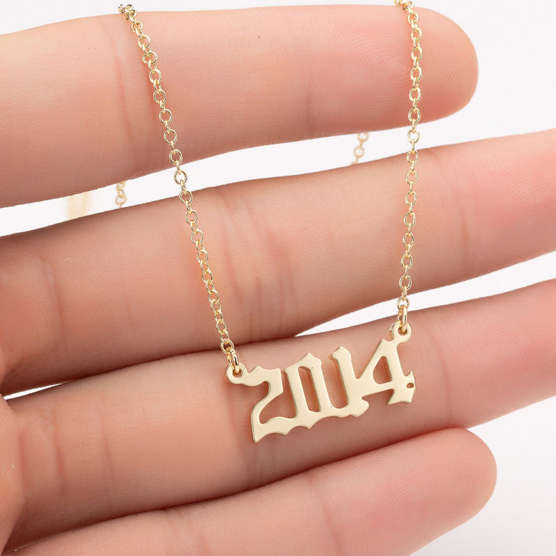 Custom Date Number Necklace – Personalized Year Pendant