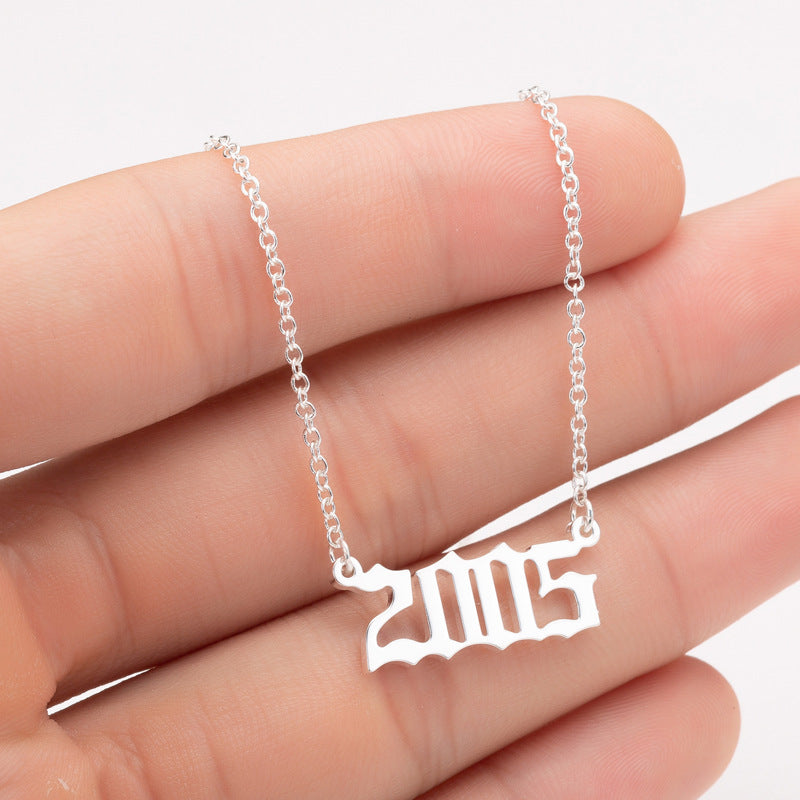 Custom Date Number Necklace – Personalized Year Pendant