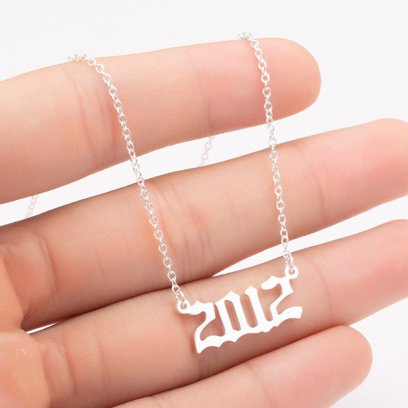 Custom Date Number Necklace – Personalized Year Pendant