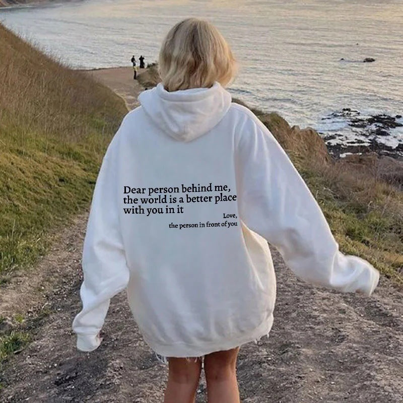 Dear Person Behind Me’ Plush Hoodie – Cozy & Inspirational