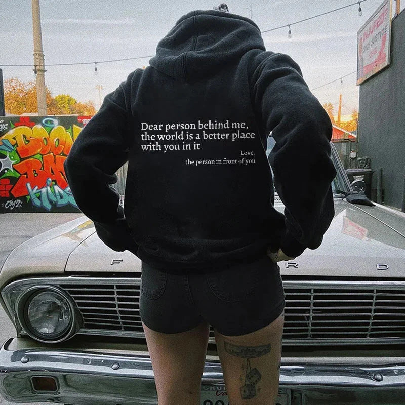 Dear Person Behind Me’ Plush Hoodie – Cozy & Inspirational