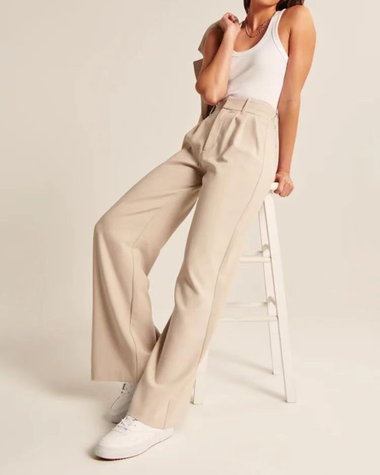 High-Waist Trousers with Pockets – Casual Pants for Women