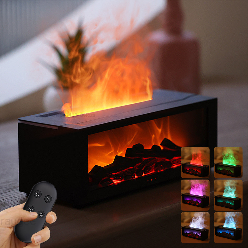 Flame Aromatherapy Diffuser –  3D Oil Humidifier with Fireplace Effect