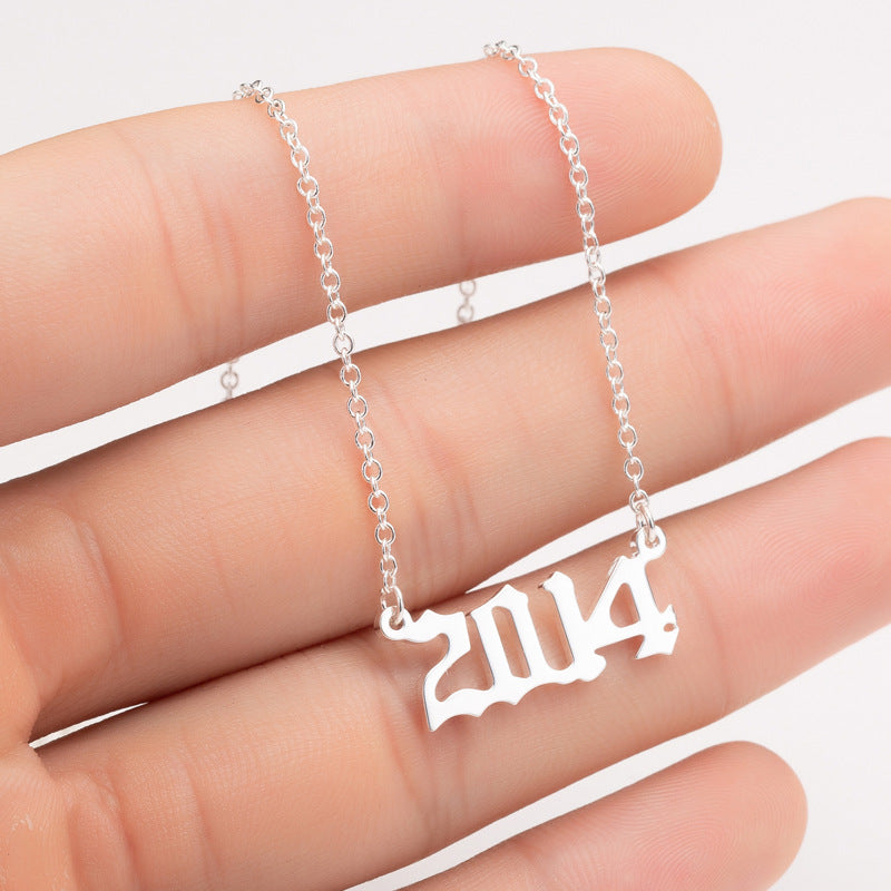 Custom Date Number Necklace – Personalized Year Pendant