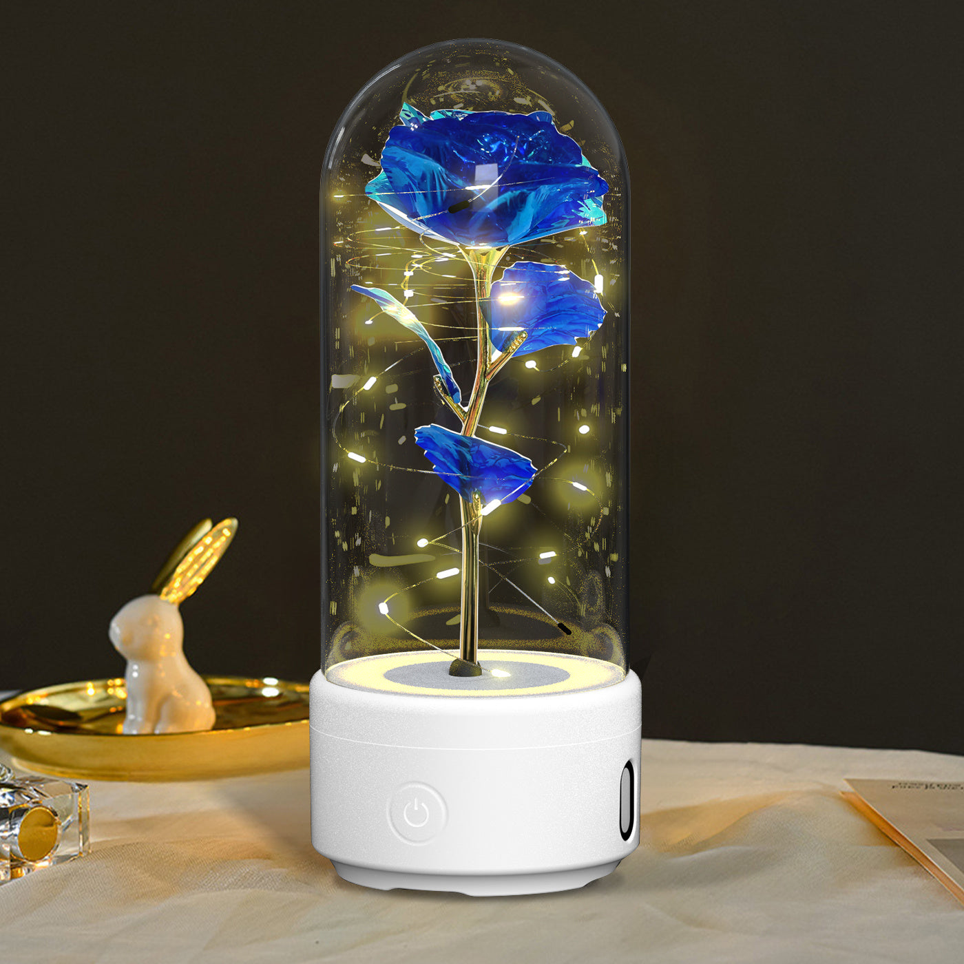 Two in One Rose LED Light & Bluetooth Speaker – Valentine’s Glass Gift