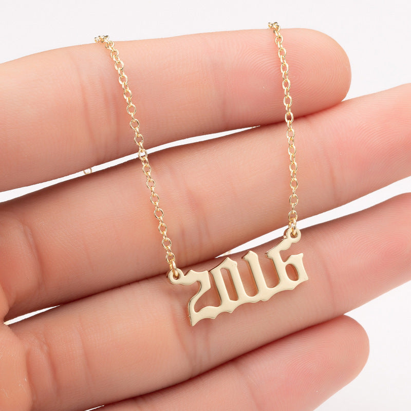 Custom Date Number Necklace – Personalized Year Pendant