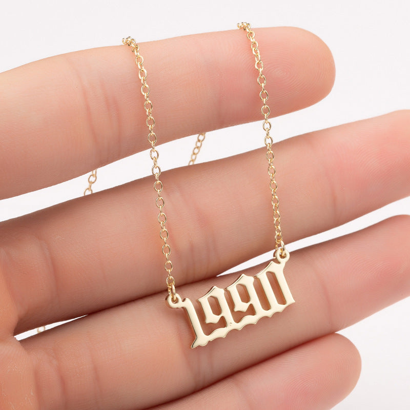 Custom Date Number Necklace – Personalized Year Pendant