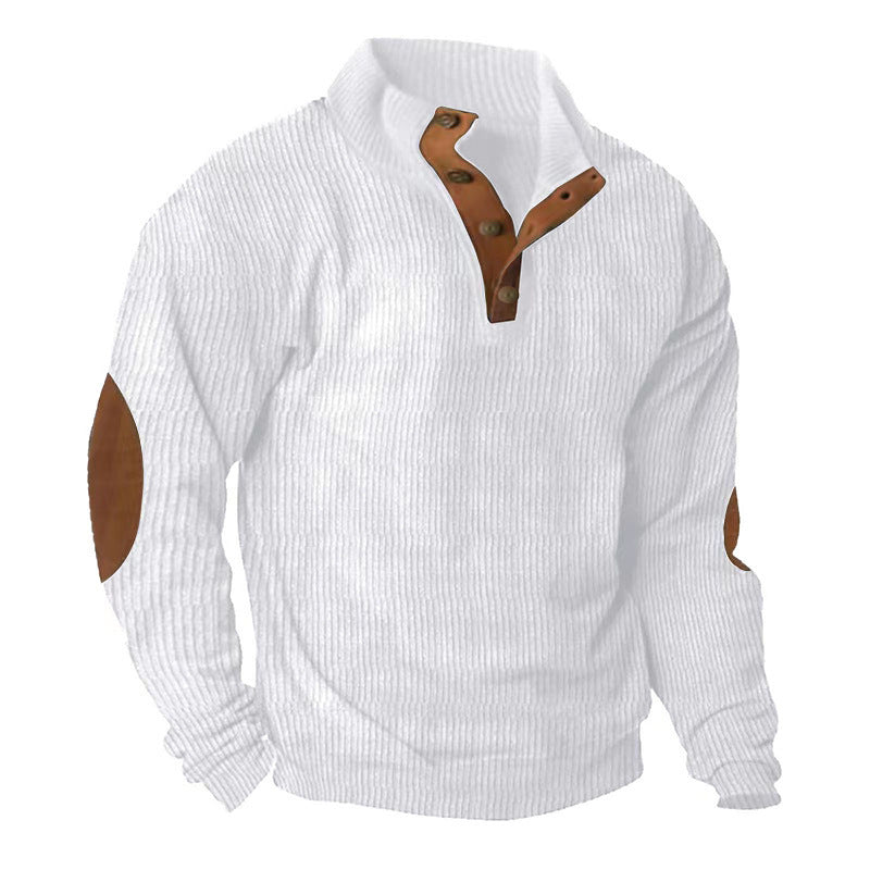 Corduroy Stand Collar Long-Sleeve Sweater – Casual & Comfy