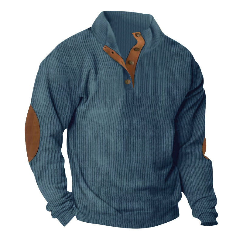 Corduroy Stand Collar Long-Sleeve Sweater – Casual & Comfy