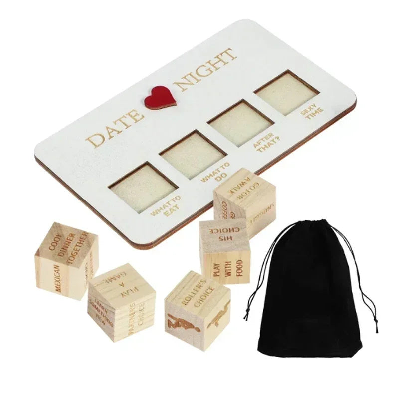 Wooden Date Night Dice – Romantic Couple Game for Fun Ideas & Actions